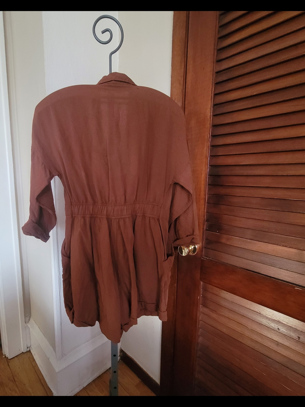 BSL Rust Brown Drawstring Romper - Picture 3 of 3